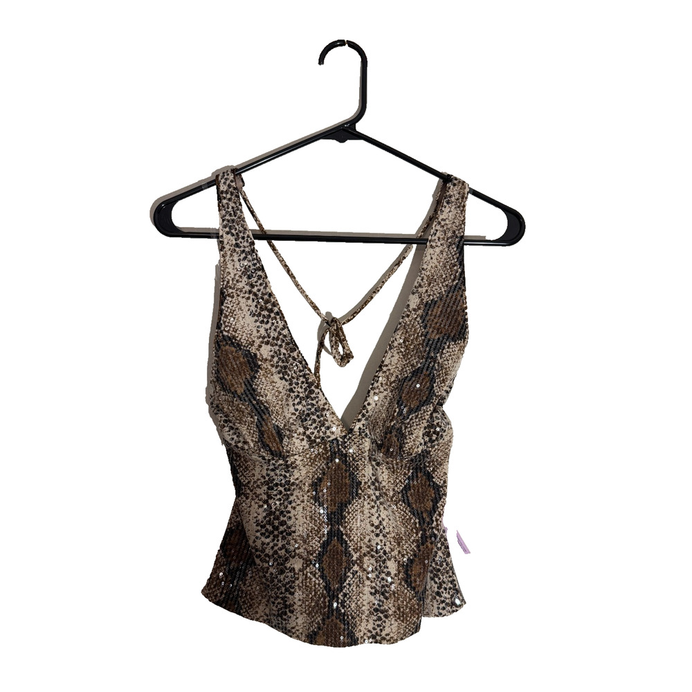 Wild Fable Women's Shine Halter Top Size XS Snakeskin Sequin NWT